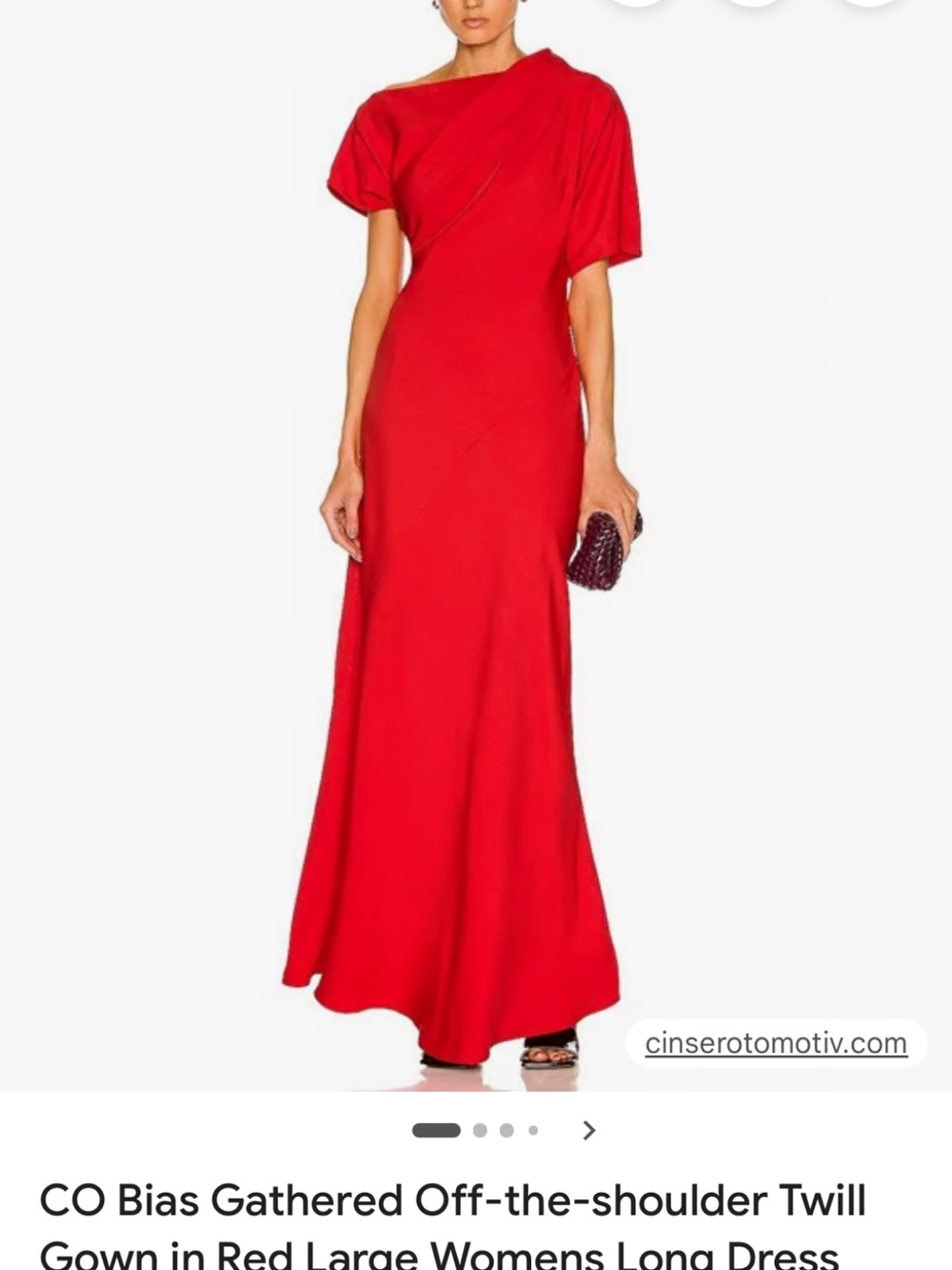Co Bias Red Off-Shoulder Maxi Dress - Women's Elegant Evening Dress
